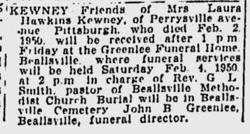 Laura Hawkins Kewney obit